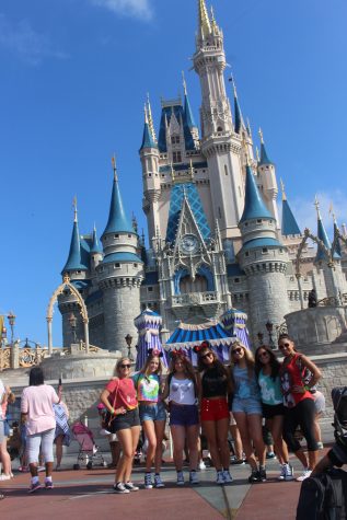 Jade Cammaroto, Vayia Karavangelas, Tina Verchio, Lauren Murray, Carly Capano, Gia Sferra and Kaylee Frapaul spotted outside of Cinderella's castle 