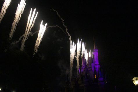 Fireworks explode over Cinderella's castle