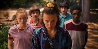 A lineup of characters from Netflix series Stranger Things. 