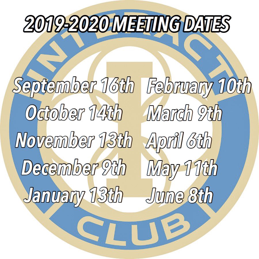 A graphic on the @TwpInteract Twitter page, outlining their meeting dates for the 2019-2020 school year.