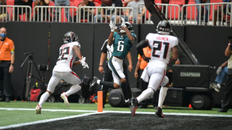Eagles rout Falcons for first win