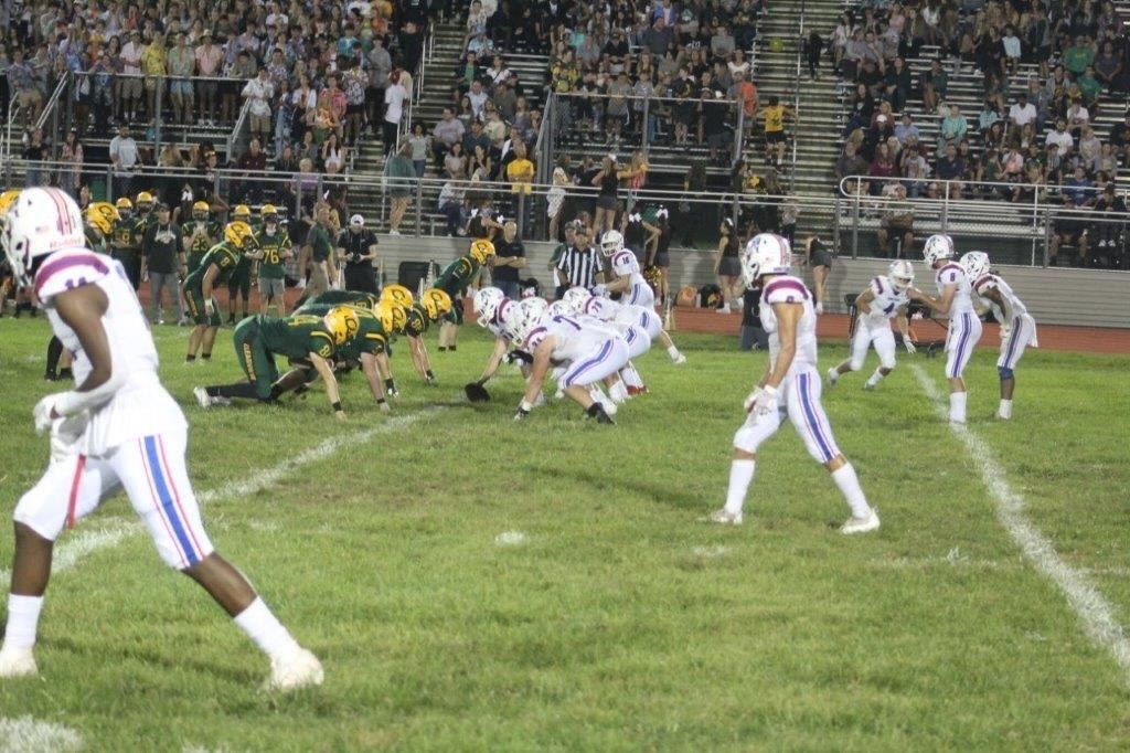 Minutemen offense lines up against Clearview during week 3. The minutemen went on to win  30-7.
